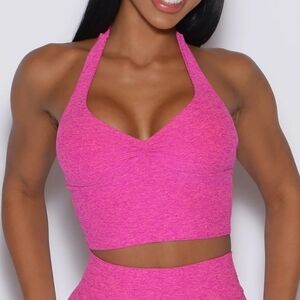 Bombshell Sportswear Longline Backless Bra Neon Pink Sorbet